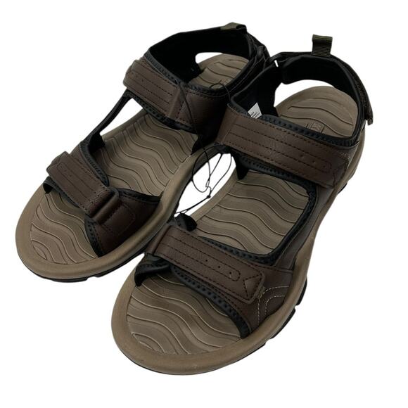 KHOMBU Windsor Lightweight 3 Strap Brown Sandal SZ 10M - Picture 1 of 9